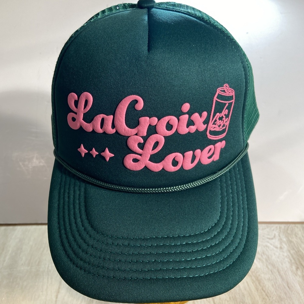 LaCroix Lover Trucker Snapback Hat Cap Green Pink Sparkling Water *New*‎